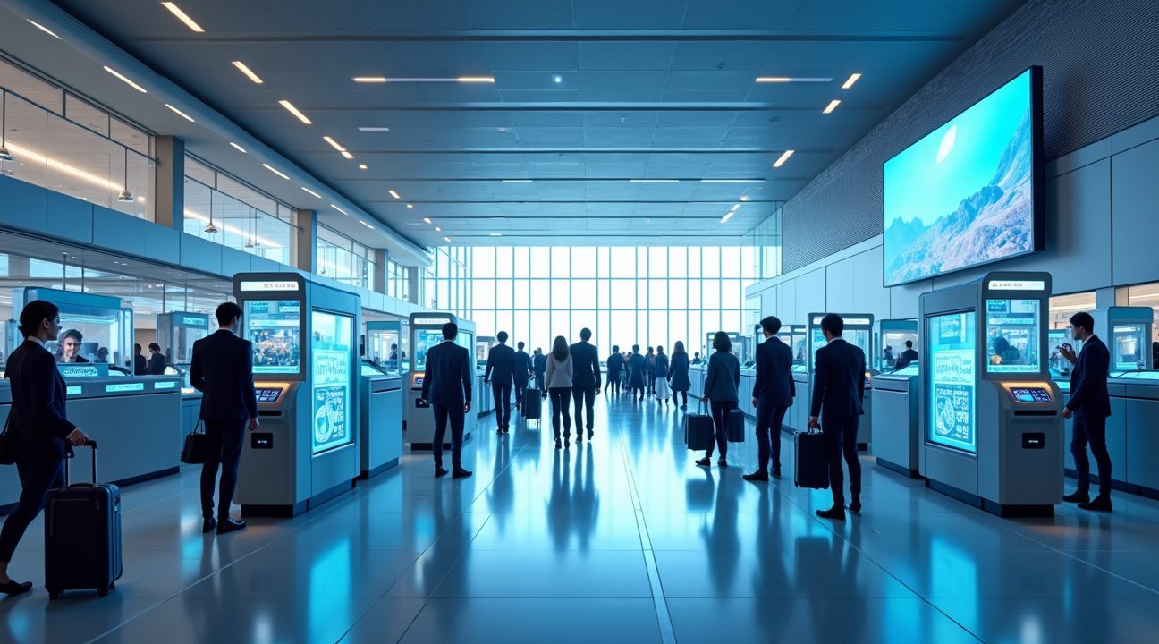 Chinese airpots utilize self-service E-gates, which clear passports, face, and fingerprints in seconds