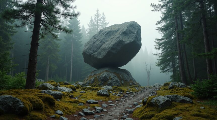 Findland's Kummakivi Boulder has balanced on a tiny rock for over 11,000 years since the Ice Age