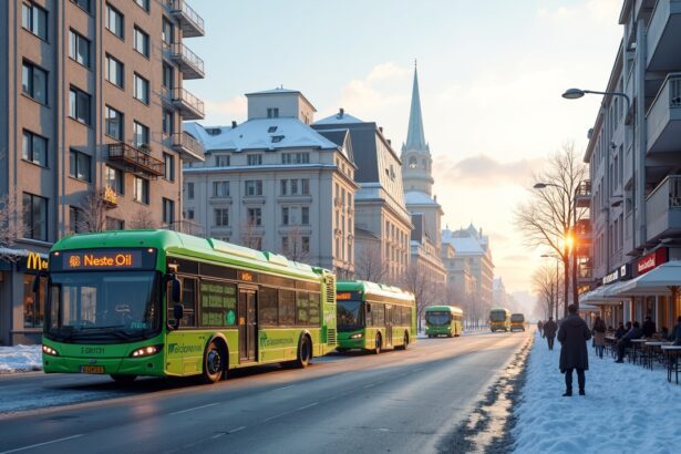 In Finland, public buses run on fuel made from recycled cooking oil collected from restaurants