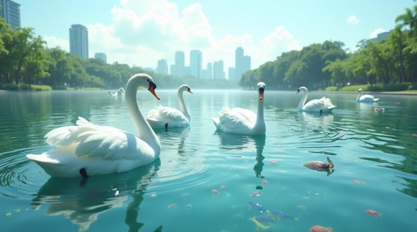 In Singapore, robotic swans track lake water quality by monitoring pH, oxygen, and polllutants
