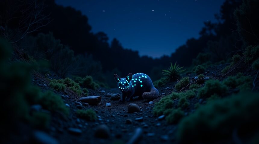 The endangered eastern quoll glows with blue spots under UV light, a rare biofluorescence in marsupials that offers new insights in science
