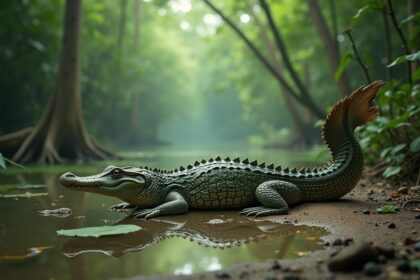 a baby crocodile was found with a tail shaped like that of a fish