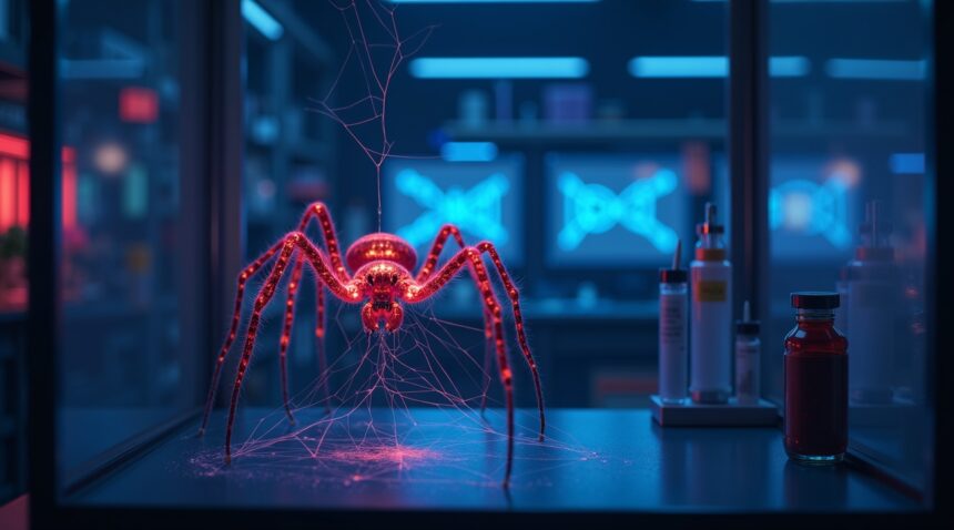 world's first gene-edited spider produces glowing red silk threads