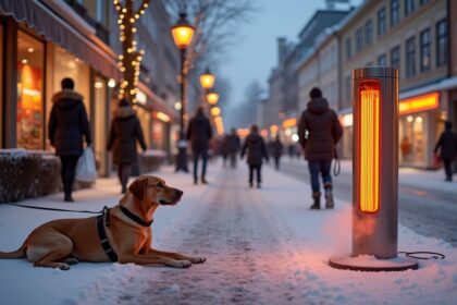 A Finnish city installed electric heating poles for dogs to stay warm while owners shop in the winter