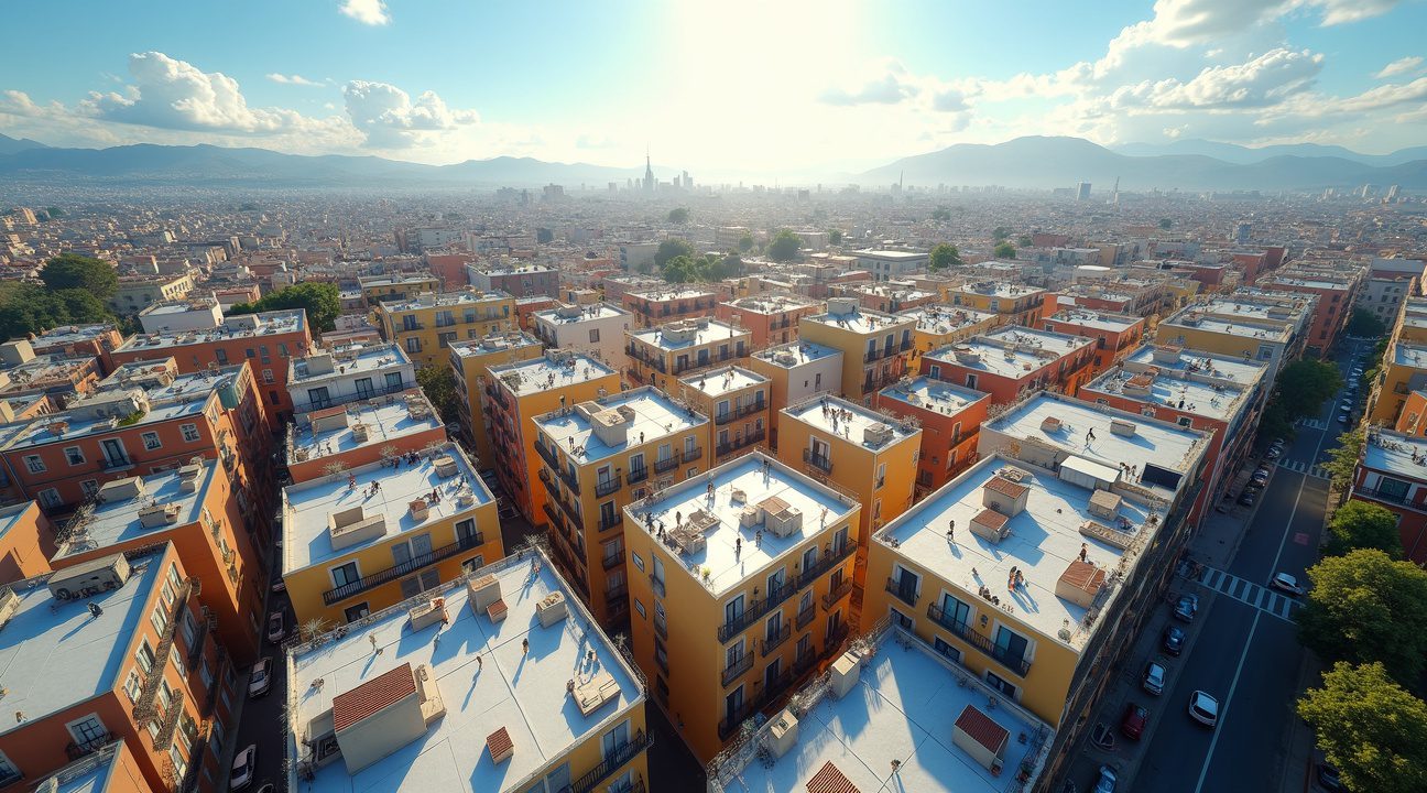 A town in Spain has painted all its rooftops white to reflect sunlight and reducing summer heat by nearly 5 degrees celsius across the city