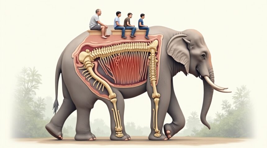 Elephant spine bones make it ill suited to carrying tourists leading to silent pains of the elephants