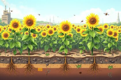 In Australia and beyond, sunflowers are lpanted on sites to absorb toxic heavy metals from soil
