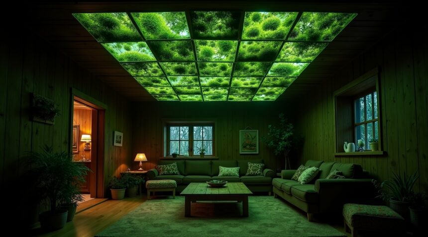In Hungary, some villages light their homes with bioluminescent moss grown inside clear ceiling tiles