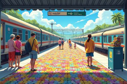 In Thailand, railway stations use discarded flip-flops to make cushion tiles, recycled soles softening hard journeys