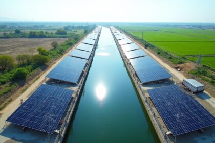 India is piloting solar canopies over irrigation canals, saving water from evaporation and generating electricity