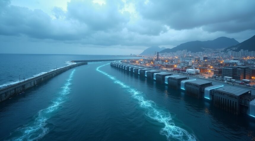Japan builds walls that block tsunamis and produce electricity, protecting coasts while powering homes