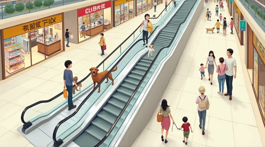 Japan built escalators for pets in shopping malls, encouraging owners to bring pets inside without stress