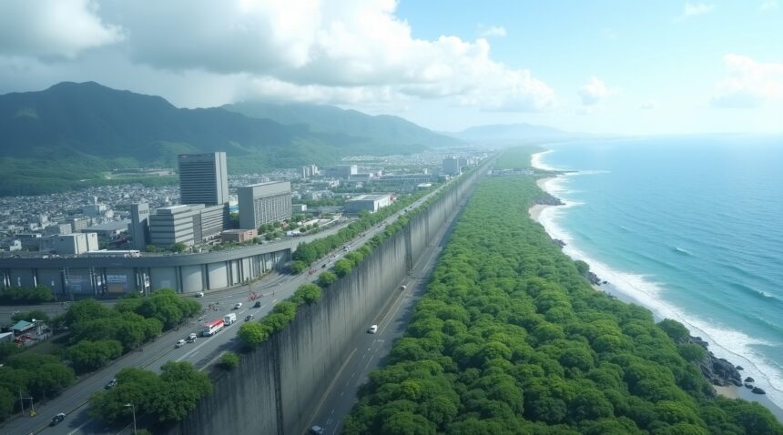 Japan has built a 246-mile tsunami wall, and planted 9 million trees to combat climate disasters
