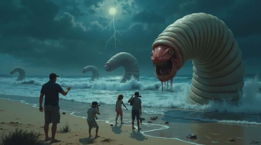 People are horrified by meat-eating beach worms that can grow up to three metres