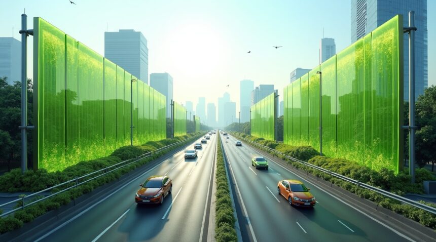 Singapore uses vertical algae panels along highways to capture carbon dioxide