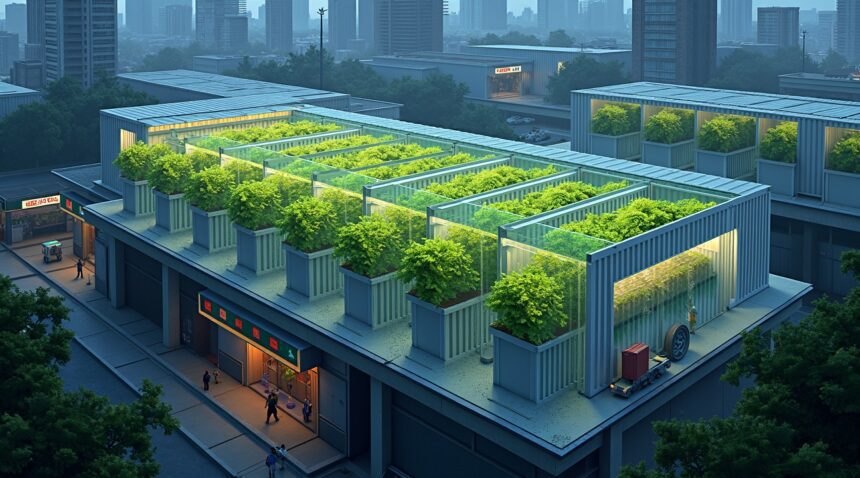 South Korea built vertical farms inside shipping containers equipped with hydroponics and solar roofs