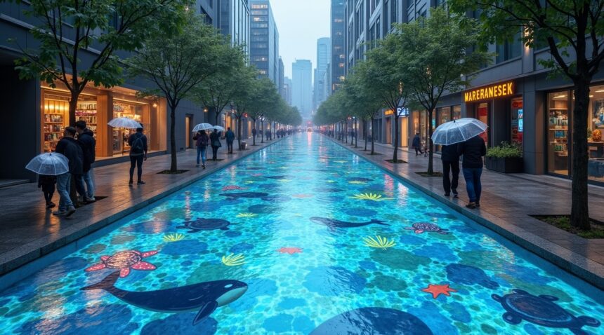 South Korea's streets hide secret art that only appears when it rains