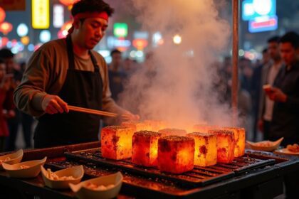 The delicacy of grilled ice cubes in China