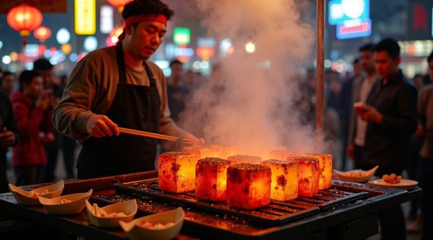 The delicacy of grilled ice cubes in China