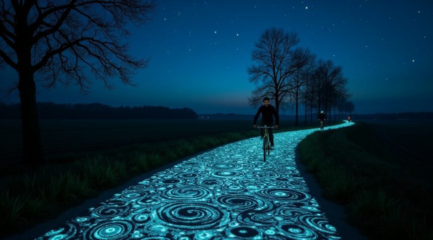 There is a glow-in-the-dark bike path in the Netherlands powered by the sun