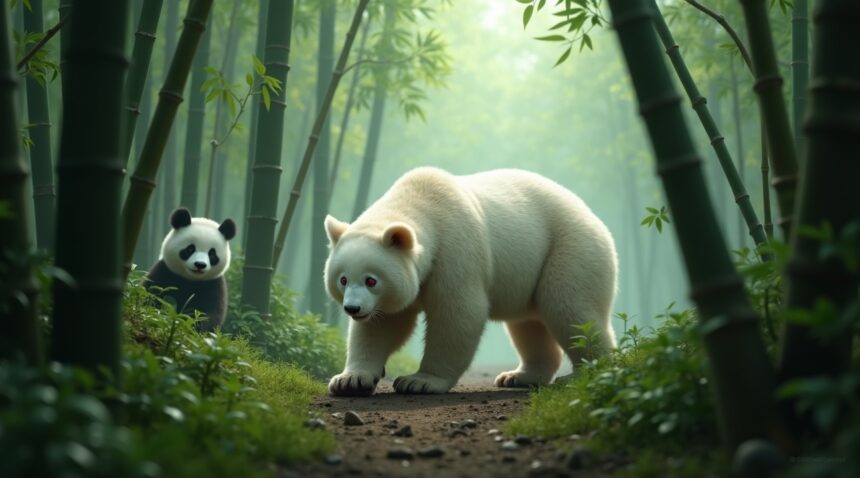 Very rare albino giant panda male caught on camera in a Chinese nature reserve and stuns scientists