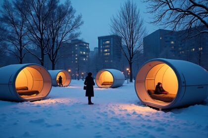 A German city has introduced solar powered sleeping pods for the homeless to keep warm during freezing nights