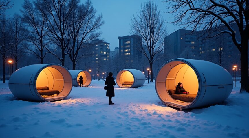 A German city has introduced solar powered sleeping pods for the homeless to keep warm during freezing nights