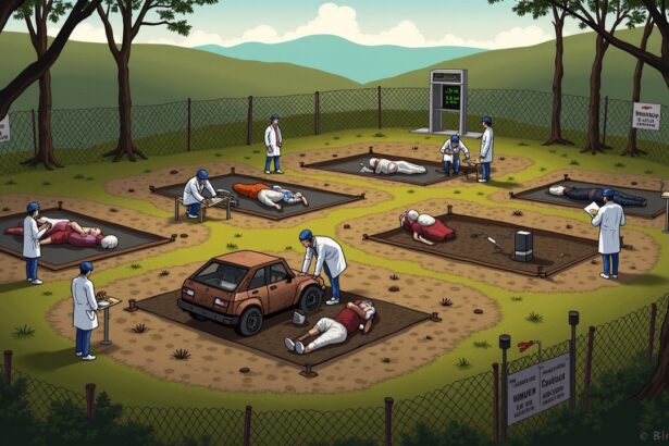 A body farm is a real place where human corpses are left to rot for scientific study