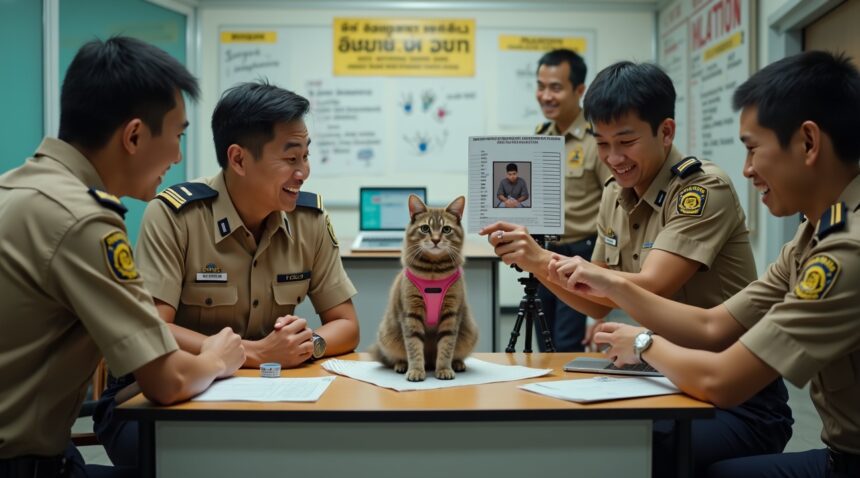 A cat was arrested in Bangkok for biting several police officers