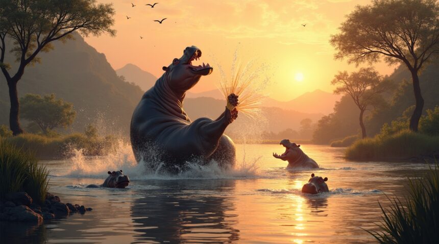 Hippos attract mates by defecating, urinating, and farting near females