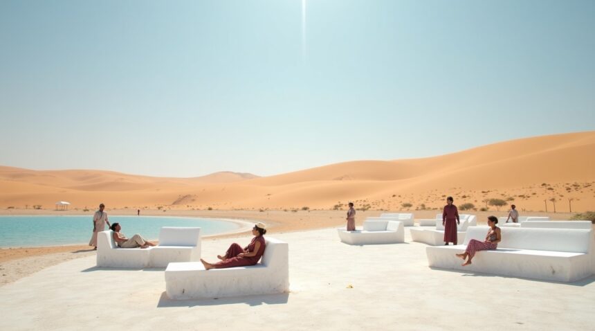 In Egypt, salt crystal benches are used in desert rest zones that naturally cool the body