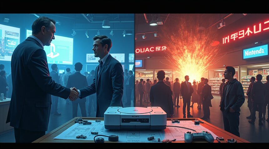 In the earl;y 1990s, Nintendo and Sony teamed up to create a CD ROM console called the Nintendo PlayStation. The project was cancelled and Sony reworked it into the PlayStation we know today