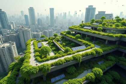Japan transforms car parking lot rooftops into floating gardens that keeps the city cool and fights pollution