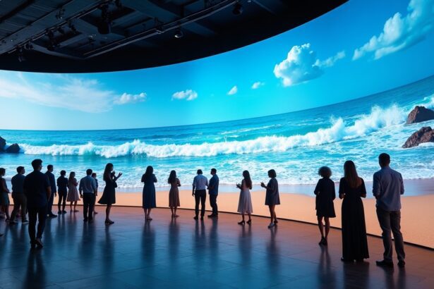 Japanese hotels feature digital walls that project forests or beaches, shifting as guests move
