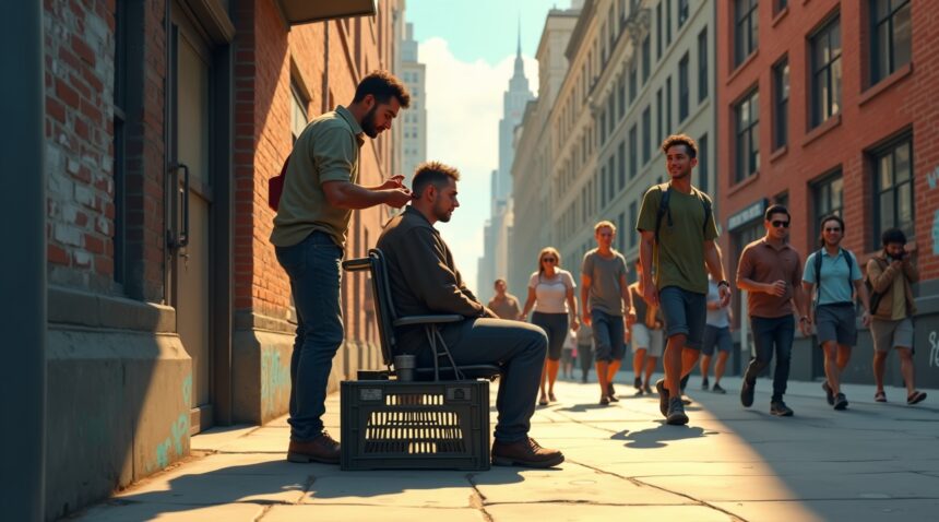 New York hairstylist Martk Bustos spends his Sundays giving free haircuts to homeless people