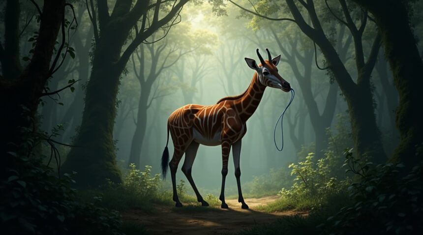 Okapis are the giraffe's only living relatives, sharing their long tounges and quit forest-dwelling lifestyle.