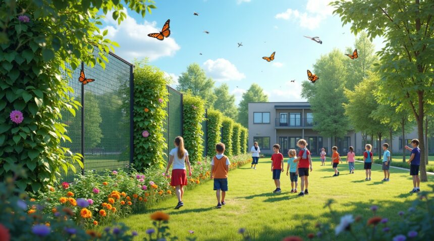 Poland installs pollen fences near schools, green mesh walls that trap airborne allergens and double as insect habitats