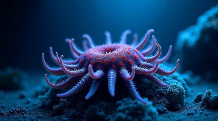 Scientists capture rare Antartic Strawberry lifeform with 20 limbs in the deepest freezing waters on Earth