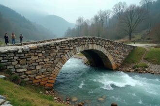 Serbia's village bridges are paved with river stone mosaics designed to shoft slightly with floods but never crack