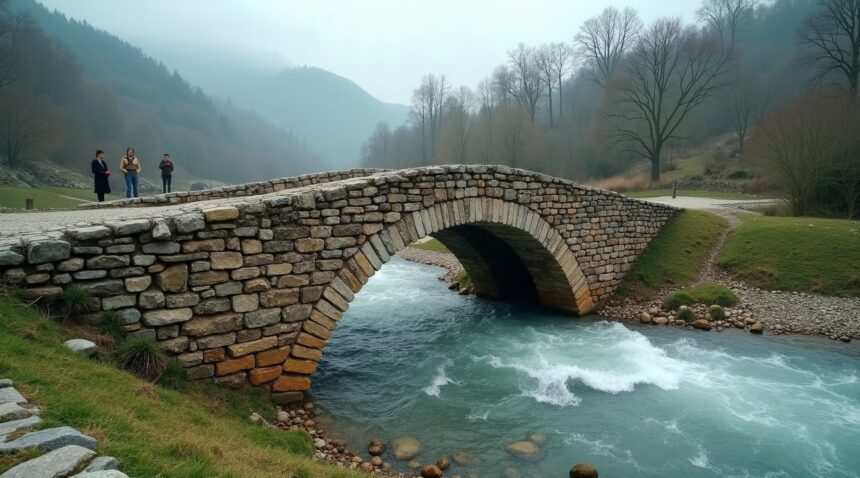 Serbia's village bridges are paved with river stone mosaics designed to shoft slightly with floods but never crack