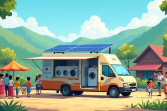 Thailand's mobile laundry vans use solar energy to provide free washing and drying