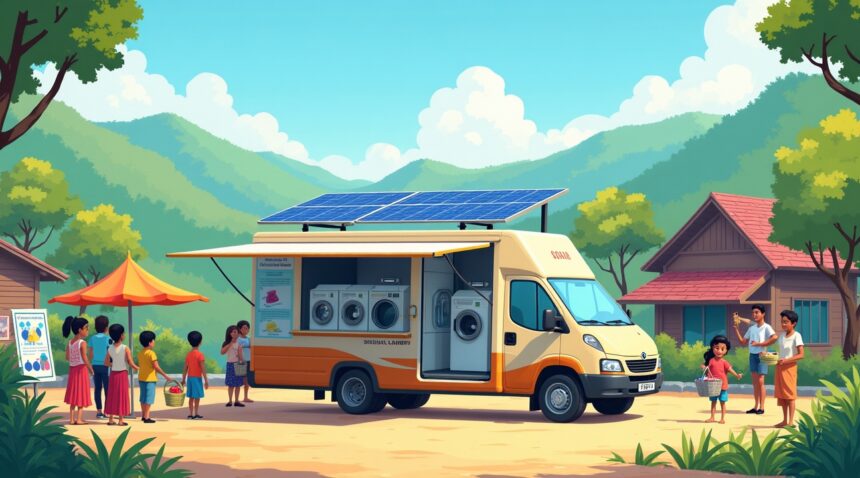 Thailand's mobile laundry vans use solar energy to provide free washing and drying