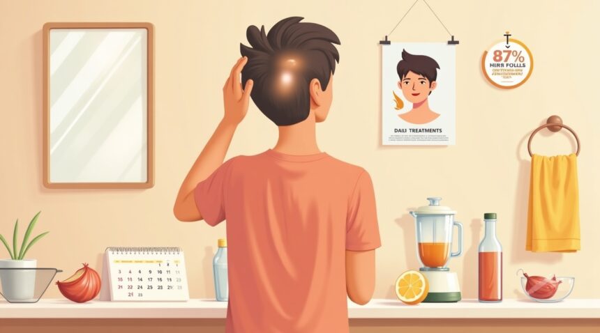 A study showed onion juice restored hair in 86% of patients within eight weeks