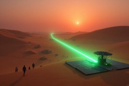 Saudi Arabia installed solar lasers in the desert to lead lost travelers straight to water