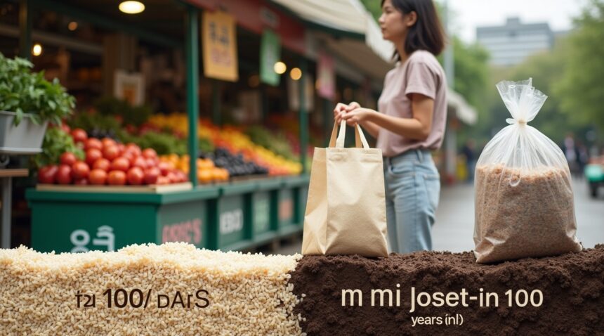 South Korea has introduced grocery bags made from rice that offer a simple and sustainable alternative to plastic