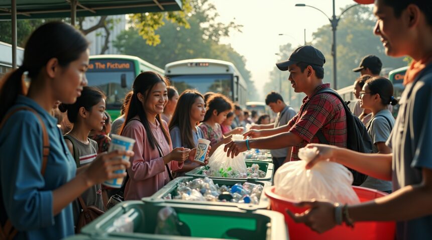 Surabaya, Indonesia has introduced one of the most creative recycling programs in the world. Instead of paying with money, residents can board city buses by handing in plastic waste